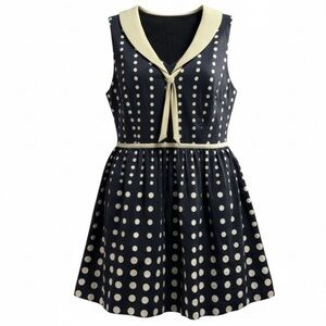 Bea & Dot Black Polka Dot Sleeveless Sailor Dress with Cream Trim
